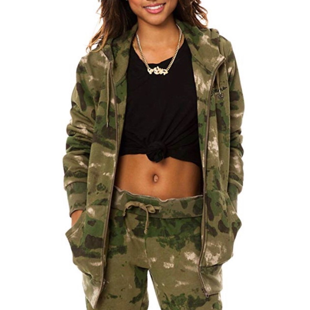Camo Army ZIP Up Hooded Sweater Sweatshirt - Picture 2 of 11
